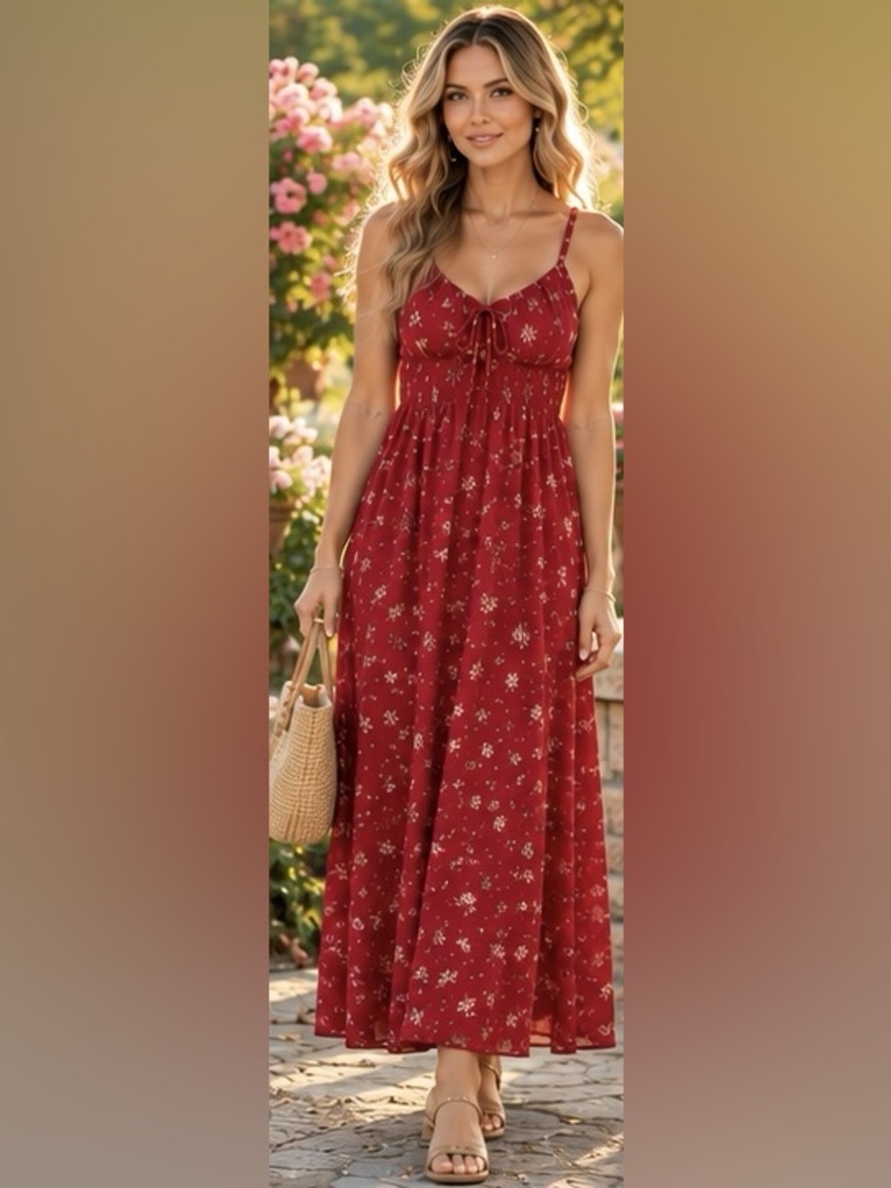 No Boundaries Sparkling Merlot Floral Lace Trim Maxi Dress NWT XS